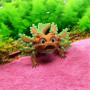 Axolotl articulé phosphorescent : jouet articulé de 3 po., fabriqué aux États-Unis