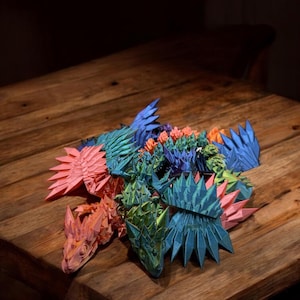 3D Printed Winged Crystal Dragon Figurine - Fantasy Decor, D&D Gift