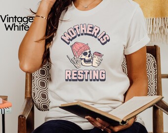 Coffee Lover Retro Mom Tee, Mother Is Resting Mom Tshirt, Cool Mom Gift, Unisex Jersey Short Sleeve Tee, Mother&#39;s Day Present