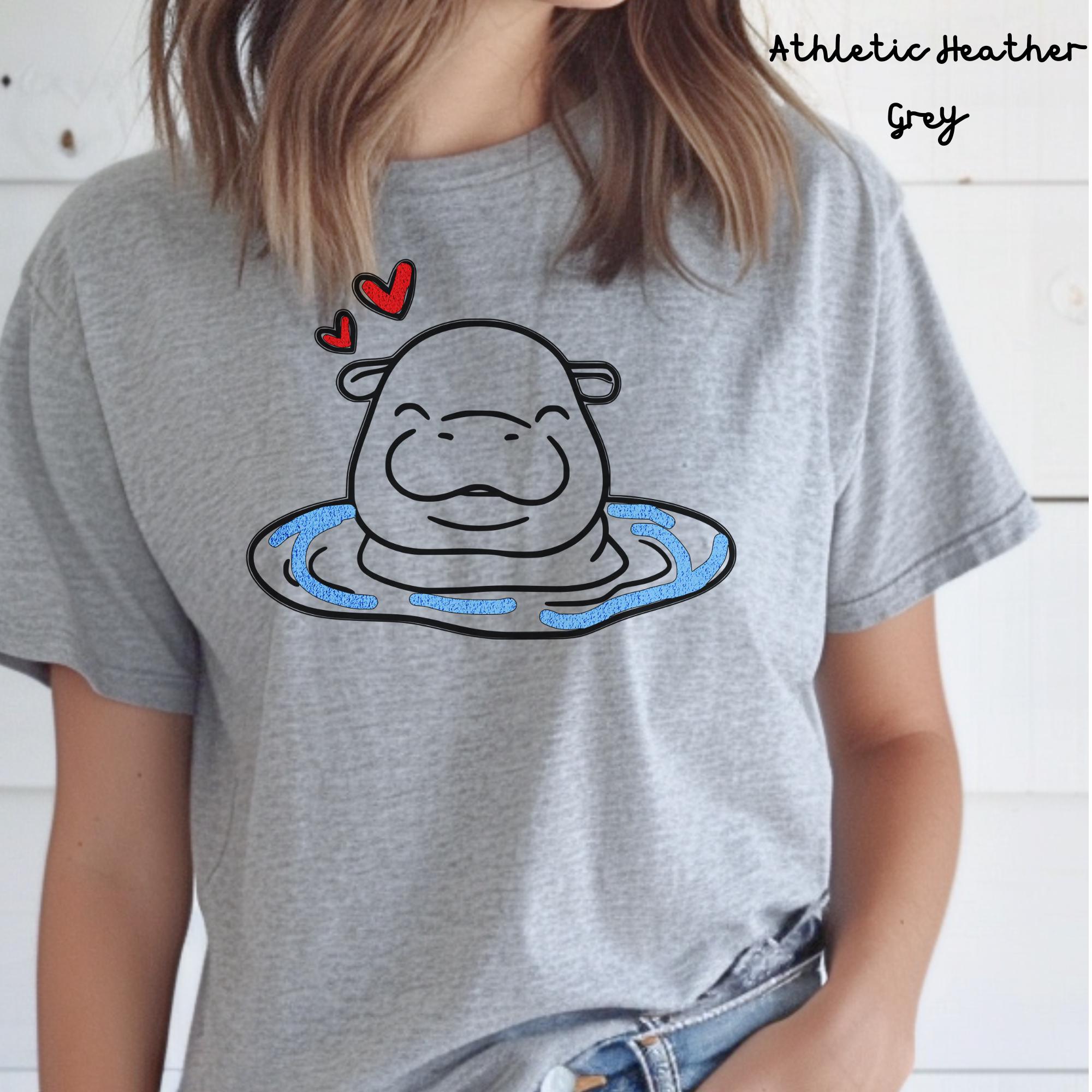 Valentine Hippo T-shirt, Cute Animal Lover Tee, Teacher Gift