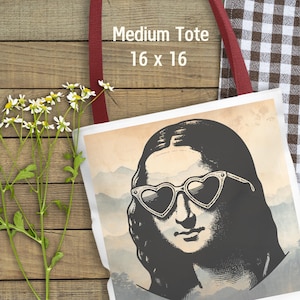 Retro Mona Lisa Tote Bag: Art Lover Gift, Reusable Shopping Bag
