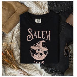 Camiseta Salem 1692: Camiseta de Halloween con colores cómodos y brujas