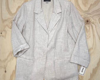 Sage Hafen Petite Blazer Flax Beige 2 Knopf 3/4 Ärmel