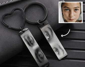 Personalized 'Eye LOVE YOU' Keychian for Him,Drive Safe Keyring,Engraved Your Eyes Photo,Long-Distance Relationships Gift,Gift for Boyfriend