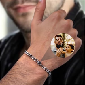 Personalized Photo Bracelet For Father,Dad Bracelet,Custom Photo Bracelet,Birthday Anniversary Gift for Him Husband Boyfriend,Keepsake