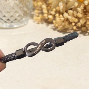 To My Man Infinity-armband - gepersonaliseerde armband met gegraveerde namen, jubileumcadeau, paar cadeaus, leren armband voor echtgenoot vriend