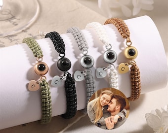 Custom Photo Projection Bracelet • Braided Rope Bracelet • Picture Inside Jewelry • Gift for Him • Memorial Gift • Father's Day Gift