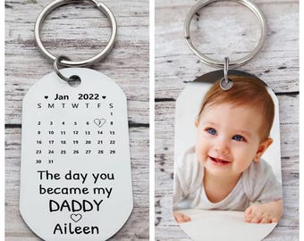 Personalised Dad Photo Keyring,1st Father's Day Gift,The Moment You Became My Daddy,Gift For Him,Custom Kids Picture Keychain for Dad