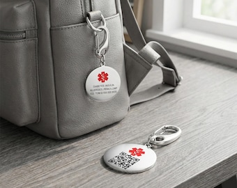 Personalized Medical Alert Keychain,Engraved Alert ID Keyring,ICE Keychain,Medical ID Tag,Essential Medical Supplies,Gifts for Diabetes