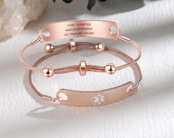 Personalized Women Medical Bracelet, Medical Alert Bracelet for Women, Custom Alert ID, Gift for Epilepsy,Allergies, and Diabetes Patients