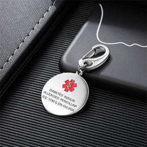 Personalized Medical Alert Keychain,Engraved Alert ID Keyring,ICE Keychain,Medical ID Tag,Essential Medical Supplies,Gifts for Diabetes