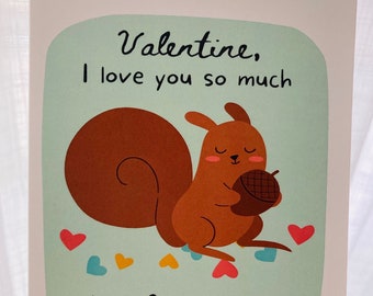 Valentine's Day Card - True Crime Squirrel - I love you so much