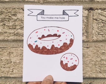 Funny Valentine Card - You Make Me Hole Donut Card, Funny Anniversary Card, Card for Boyfriend, Card for Husband, Funny Valentines Day