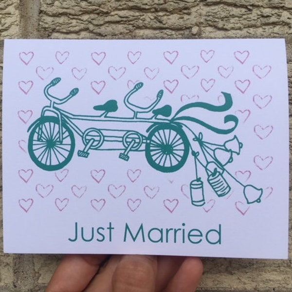 Carte de mariage mignonne - Vélo tandem construit pour deux, carte de mariage, invitations de mariage, pour athlètes, vélos, vélo, triathlète, romantique