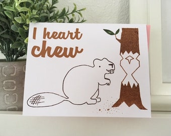 Funny Valentine Card - I Heart Chew - Funny Love Card, Weird Love Card, Anniversary Card, for Boyfriend, for Husband, for Wife, Girlfriend