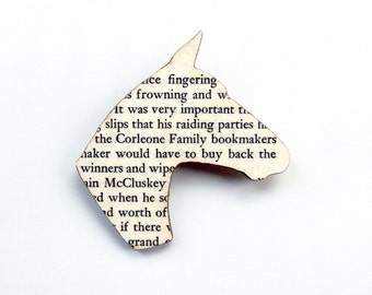 The Godfather - Horse brooch. Classic book brooches made with original pages.