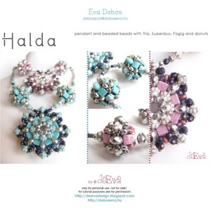 bead pattern / tutorial / instruction - NY 203 - Halda - Pendant and beaded bead with Tila, SuperDuo - Pdf instruction