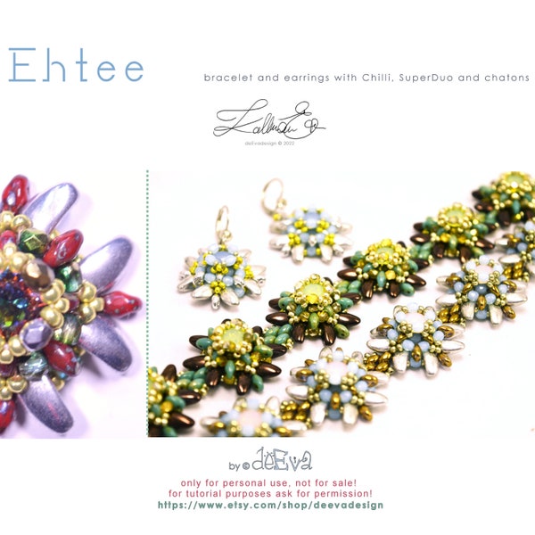 bead pattern / tutorial / instruction - K 99 - Ehtee - bracelet and earrings - Pdf instruction only for personal use