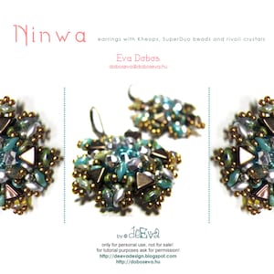 Może przedstawiać: Para kolczyków w kształcie płatka śniegu, z turkusowymi, srebrnymi i złotymi koralikami. Kolczyki są wykonane z koralików Kheops, SuperDuo i kryształów rivoli. Kolczyki są od deEva i są przeznaczone wyłącznie do użytku osobistego.