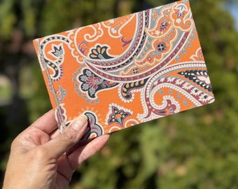 4x6 Landscape Photo Album, Orange Paisley Handmade Paper, Memory Keeper
