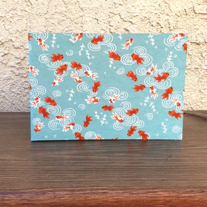 Álbum de fotos mini de 4 x 6 - pez dorado japonés - ryukin sobre azul claro - cartón plano y delgado - caja de cereales