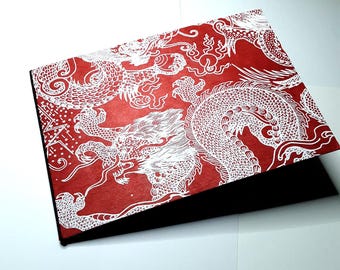 Mini Photo Album: Red Dragon Handmade Paper, 4x6 Flexible Scrapbook