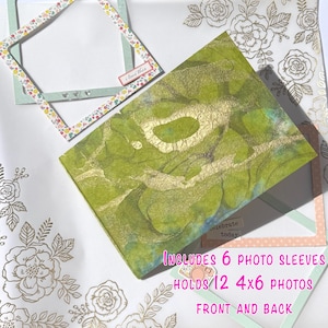 Marbled Green Mini Photo Album: Handmade Paper Chipboard Cover