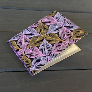 Álbum de fotos mini de 4 x 6: hojas, lavanda, rosa y dorado, plano y delgado, cartón o caja de cereales