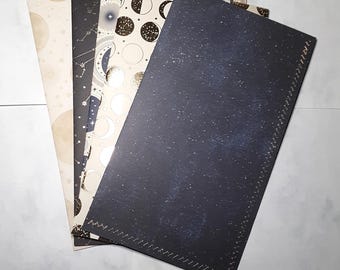 Night Sky Mailing Envelopes: Celestial Cardstock with Gold Stitching