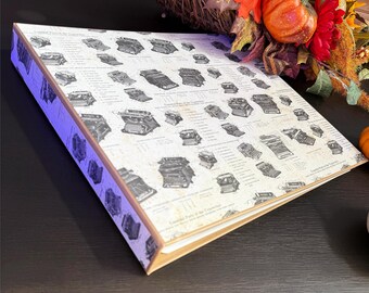 large, 3 ring, photo album, chipboard, sturdy, hard cover, vintage typewriters, for 12x12 photo sleeves
