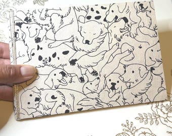 4x6 mini photo album, dogs, Labrador & Golden Retriver, made from chipboard/cereal box, holds 12 photos front and back, pet memorial book
