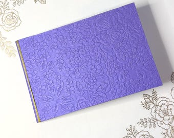 Purple Embossed Flower Chipboard Photo Album, 4x6 Landscape, 12 Photos (Cereal Box)