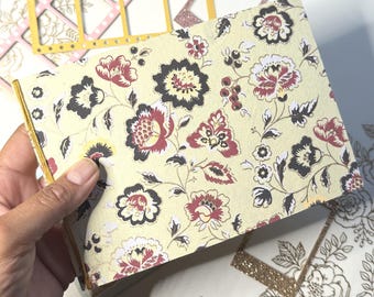 4x6 Mini Album, Chestnut Floral Paper, Cereal Box Cover, 12 Photos (Landscape)