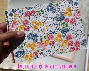 Handmade Mini Photo Album, Floral Scrapbook, Holds 12 Photos