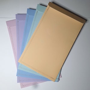 buste postali di carta grandi - colori solidi - pastello - cucite con filo dorato