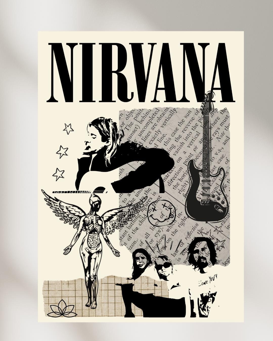 NIRVANA ポスター　Vintage　ヴィンテージ 　poster Vintage 90s KURT COBAIN Nirvana Poster 25x35 RARE Smells