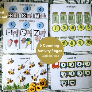 Printable Busy Book, Counting Matching Sorting Numbers Activity, Toddler Preschool Number Learning, Montessori Resources Homeschool Learning