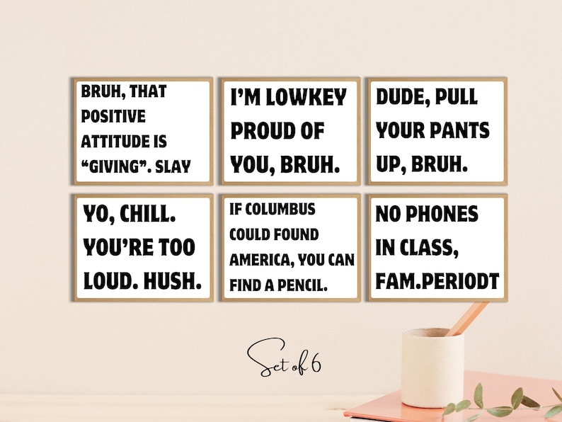 Set of 6 Printable Fun Classroom Signs for Classroom Decoration ...