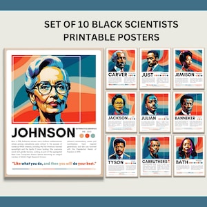 Set of 10 Printable Black STEM Scientists Posters for Science Wall Art, Classroom Decor, Black History Month and Science Classrooms, Digital