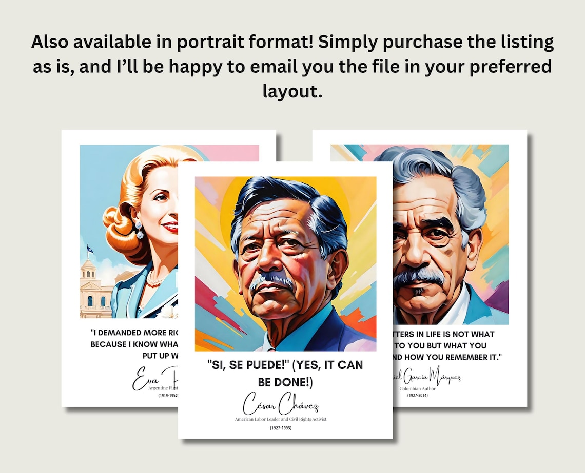 Printable Set of 20 Latin Hispanic Figures Printable Posters With ...