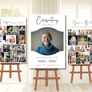 Funeral Welcome Sign Template, Funeral Photo Collage Sign Set Templates, Celebration of Life, Memorial Poster, In Loving Memory of Poster