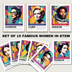 Set di 15 poster stampabili a tema retrò ispirati alle donne nella scienza, modelli di ruolo STEM, decorazioni per l'aula, scienziate famose, donne in STEM