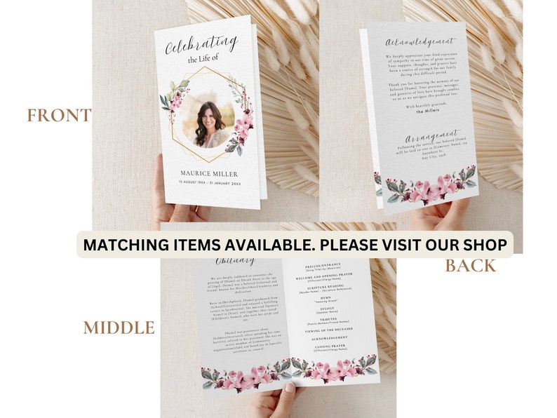 Editable Floral Funeral Memorial Sign Template, Funeral Poster