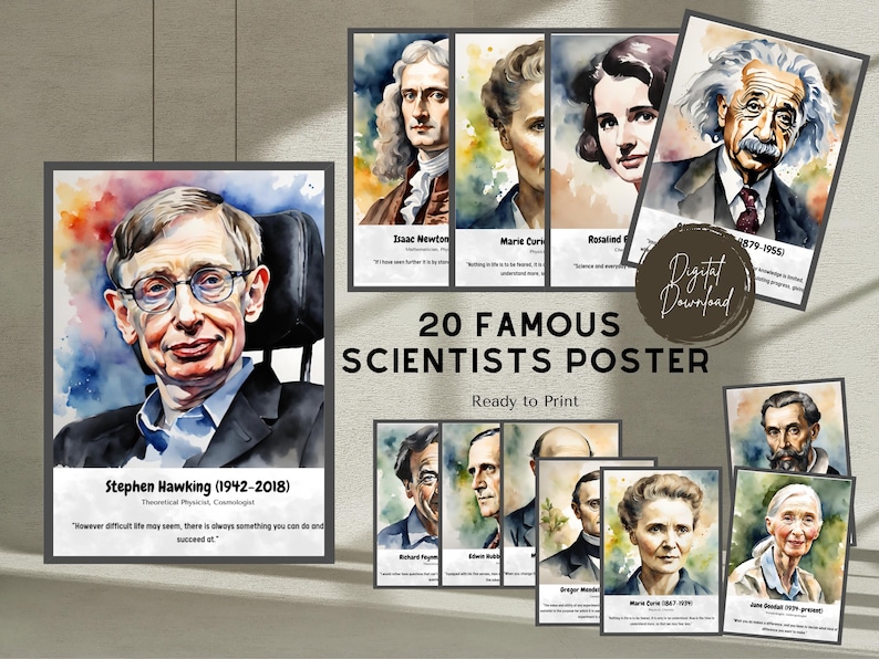 Printable Famous Scientists Poster, Classroom Decoration, Science Decor ...