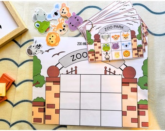 Toddler Busy Book Animal Pattern Activity, Printable Animal Matching Game, Educational Activity for Kids, Preschool Learning,