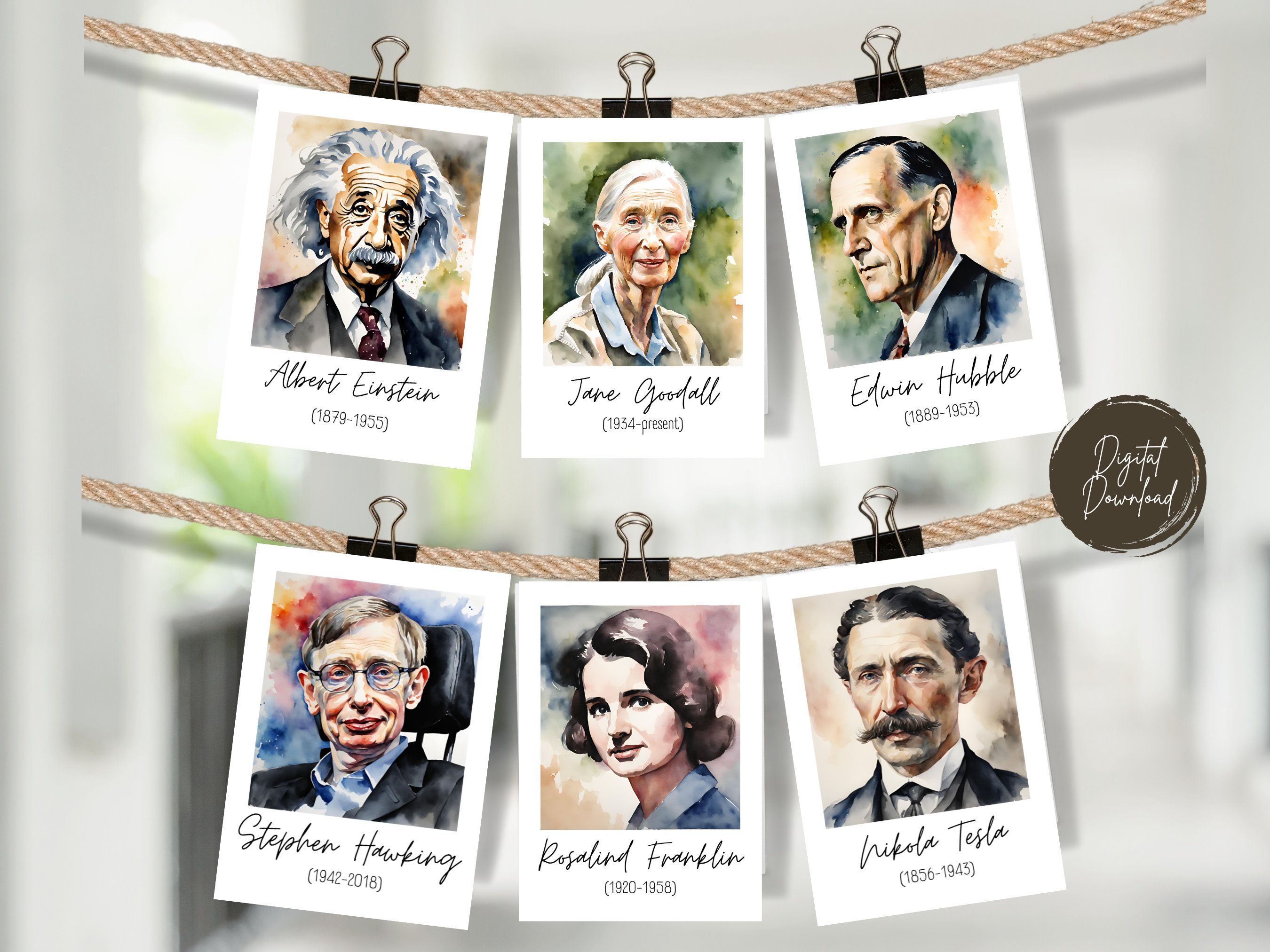 20 Famous Scientists Photo Banner, Scientist Posters, Science Banner, Lab Banner, Laboratory Poster, Instant Download