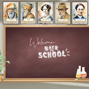 Printable Set of 15 Watercolor Theme Famous Mathematicians Posters Set ...