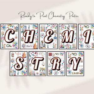 Printable Chemistry Sign and Poster | Watercolor Theme | Educational Decor for Classroom & Home | Digital Instant Download