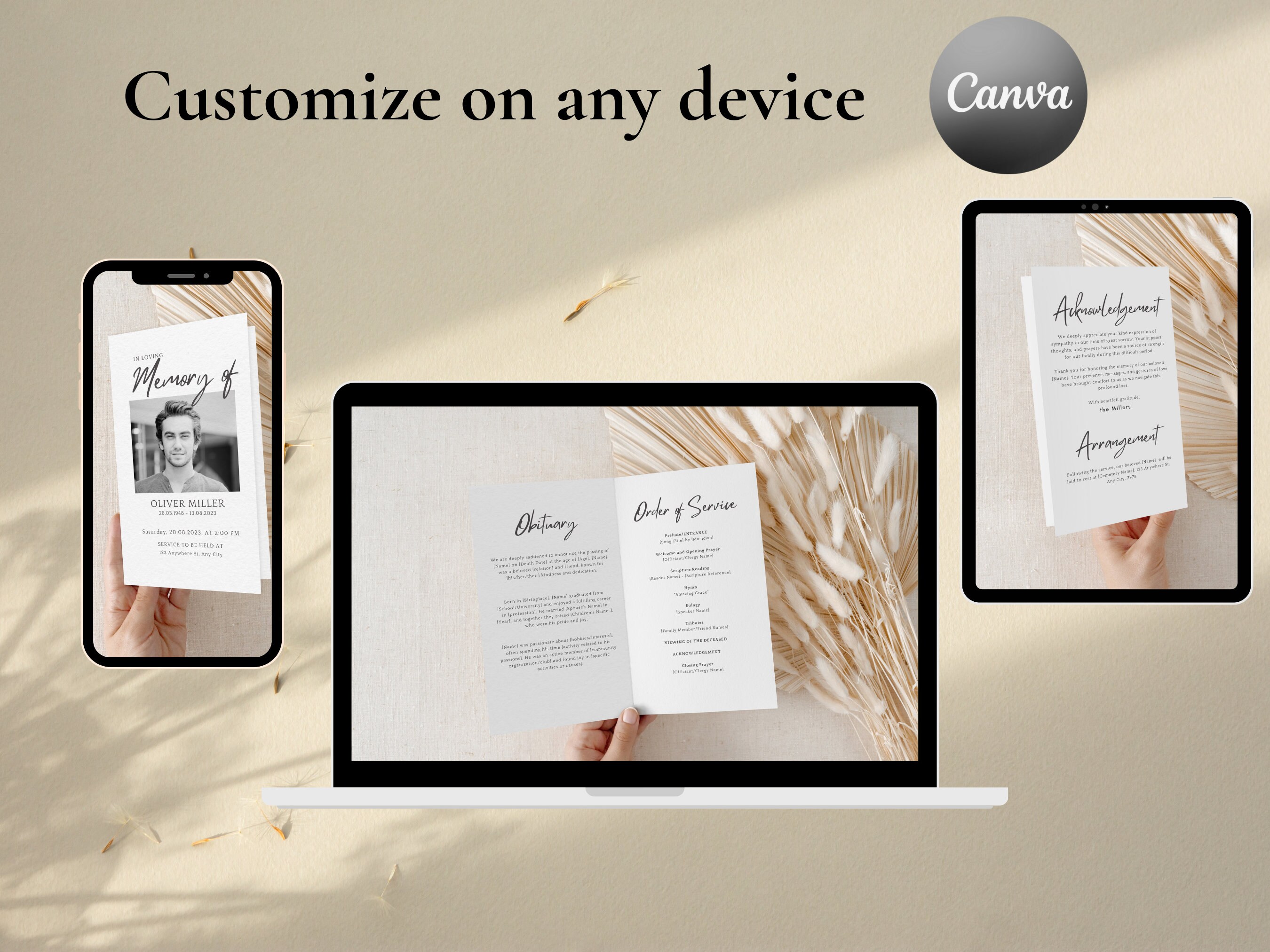 Editable Funeral Program Template Memorial Program Memorial Service