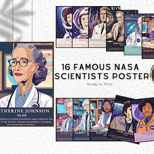 Printable Famous NASA Scientists Poster, Classroom Decoration, Science Decor, Laboratory Poster, STEM Decor, Educational Poster, Digital